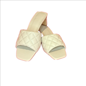 H & M Cream Leather Slides Sandals, Women's Size 38/7.5
